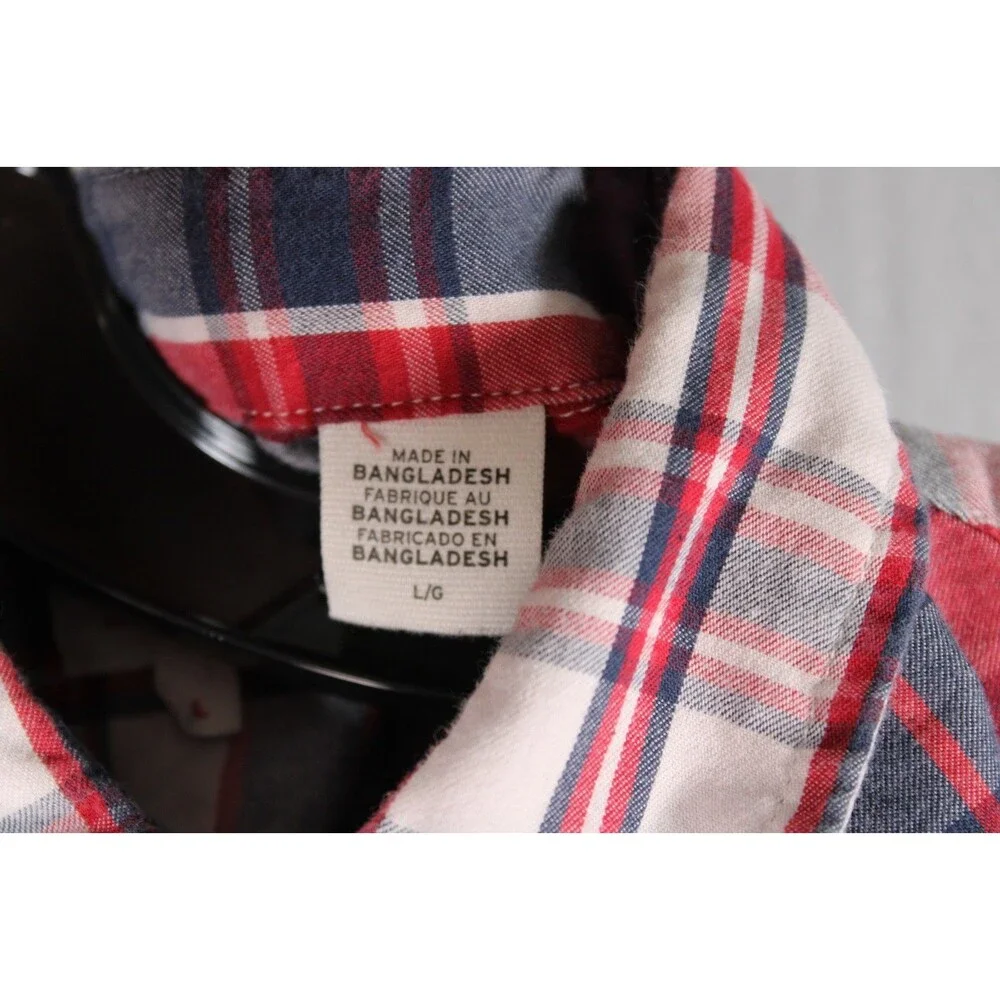 Levi's Western Plaid Snap Button Shirt Men's Large Red Blue White Cotton L